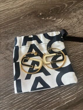 Marc Jacobs Gold Hoop Logo Earrings
